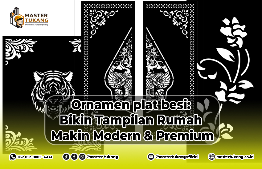 Ornamen plat baja, ornamen plat besi, ornamen pagar, ornamen gerbang